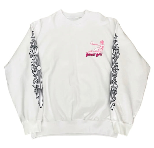 Deadly Doll Cry On Me Crewneck white
