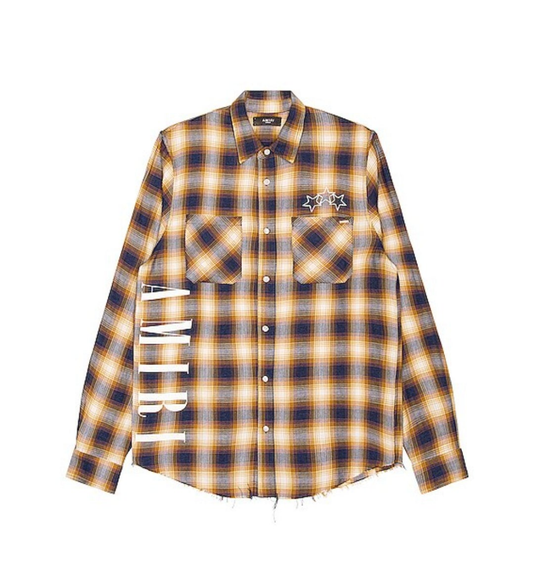Amiri Three Star Plaid in
Yellow & Blue