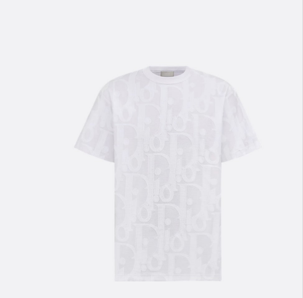 Dior Oblique T-Shirt Relaxed Fit White Cotton Jersey
