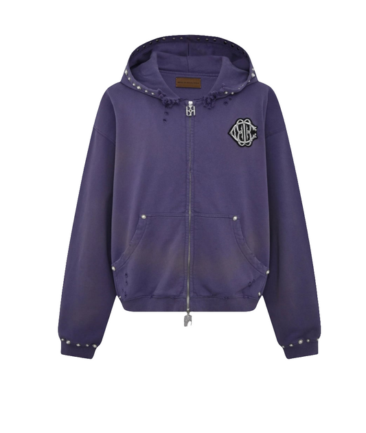 Birth Of Royal Child Pearl Studded Hoodie Purple