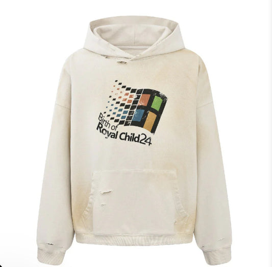Birth of Royal Child "Windows24" Retro Distressed Hoodie