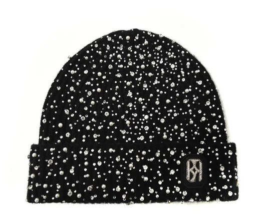 Birth of Royal Child Pearl Beanie Black