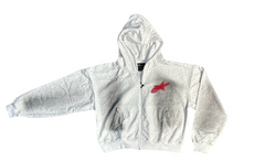 Eminente White Red Rhinestone Hoodie