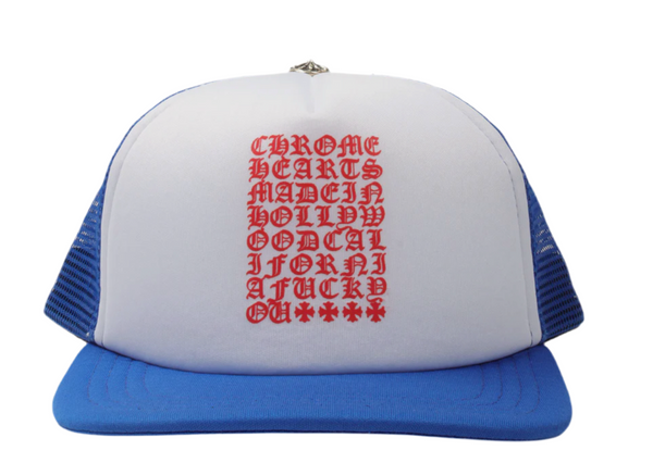 Chrome Heart Eye Chart Blue Hat