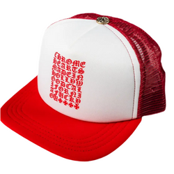 Chrome Heart Eye Chart Red Trucker Hat