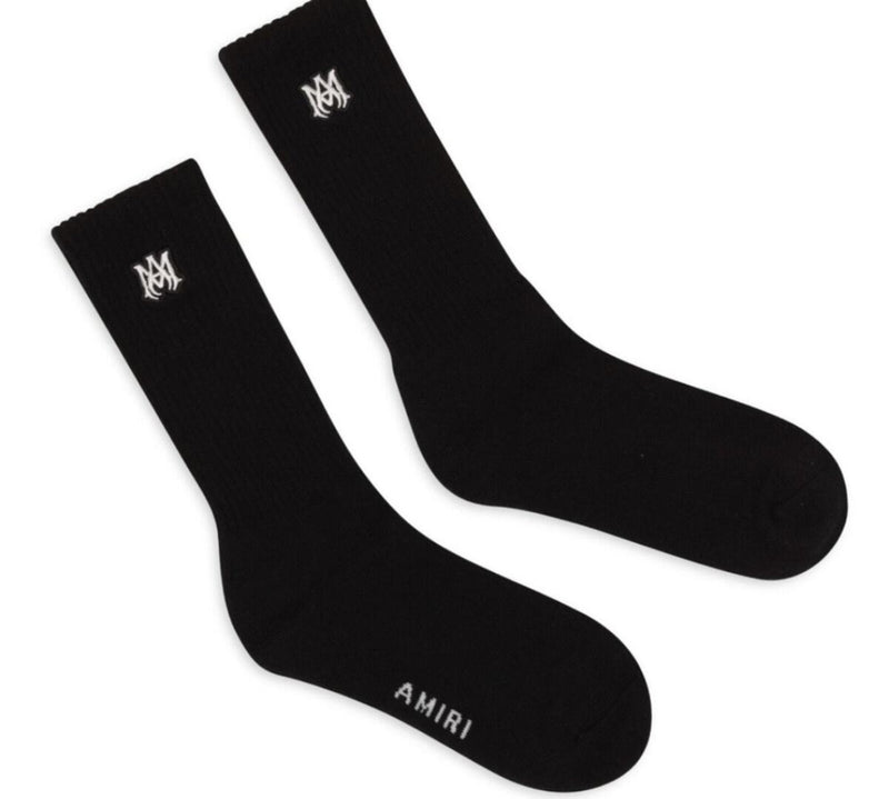 Amiri Embroidery Black Logo Socks