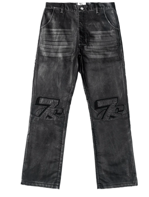 Triple Sevens Logo Leather Pant Black