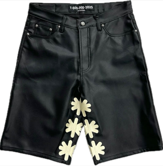 LOST SHDW BLACK LEATHER SHORTS