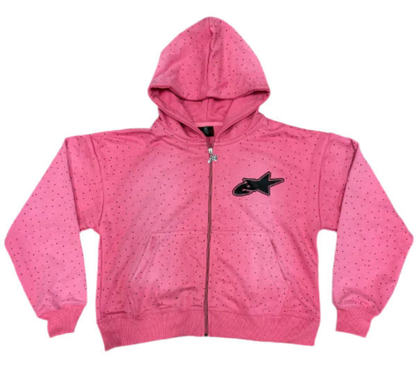 Eminent Pink Black Rhinestone Hoodie