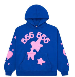 Sp5der Beluga Blue Pink Hoodie