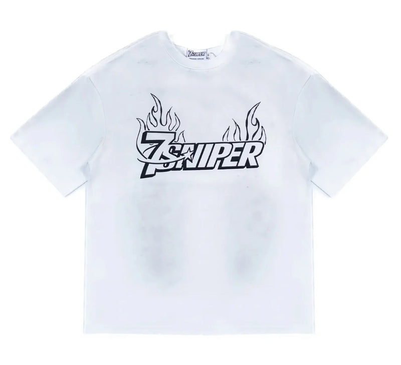 Triple Sevens X Sniper Gang 7Sniper Flame Logo Tee White