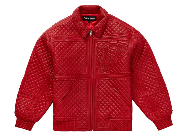 Supreme Studded Red Leather Jacket