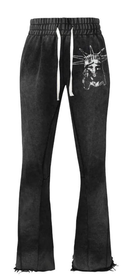 Lost Intricacy Black Washed Flare Pants