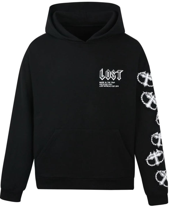 Lost Intricacy Black Rhinestone Hoodie