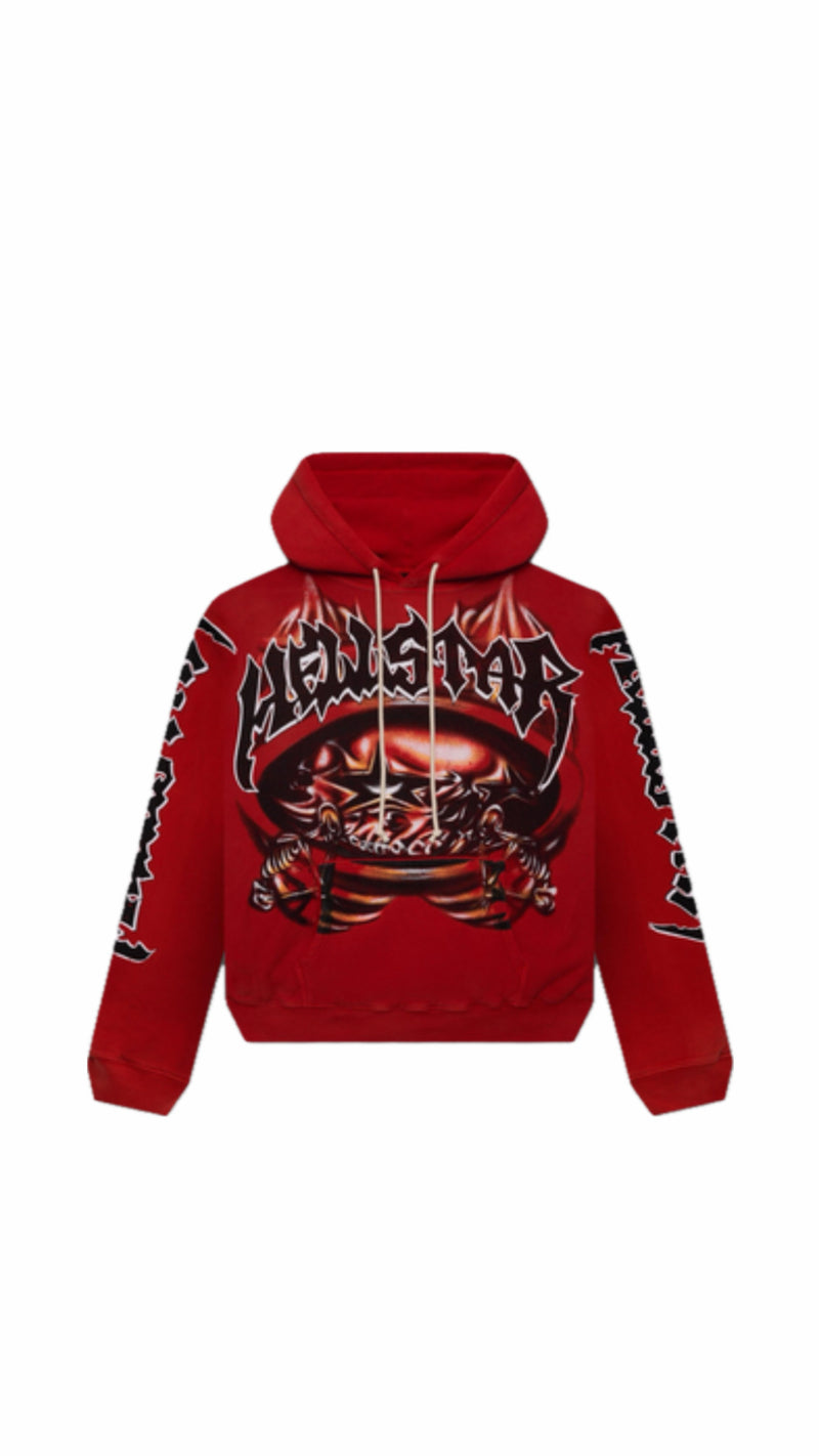 Hellstar Halloween Skeleton Airbrushed Red Hoodie