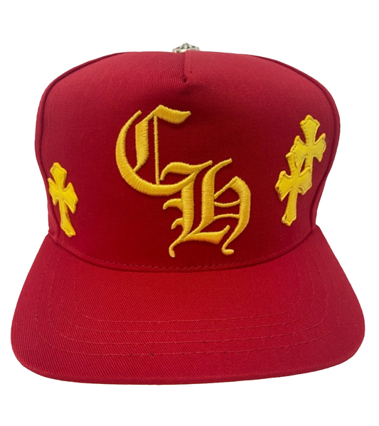 Chrome Hearts Leather
Cross Patch Hat Red/Yellow