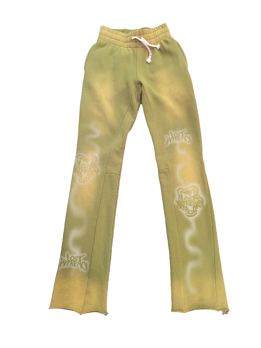 Lost Intricacy Green Flare Sweatpants