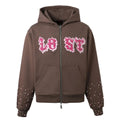 Lost Intricacy Brown Patch Zip Up