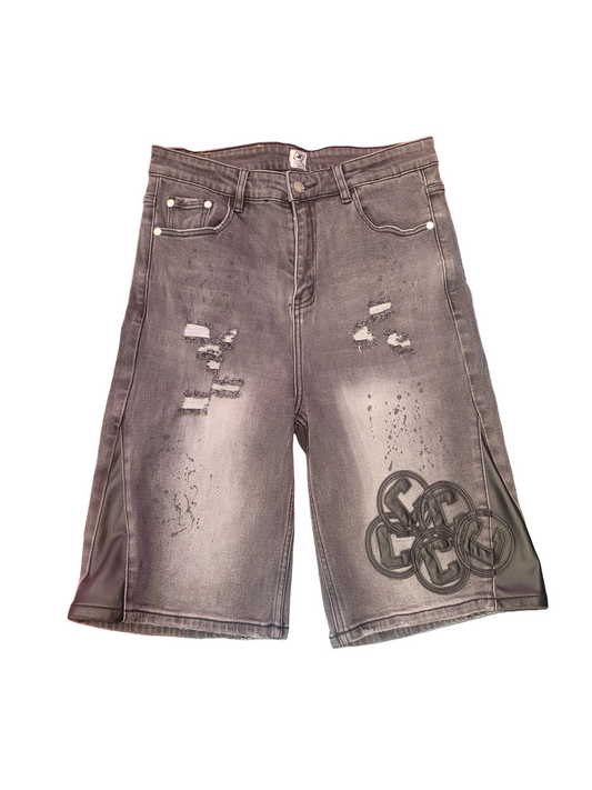 Project Leather Flare Shorts Black