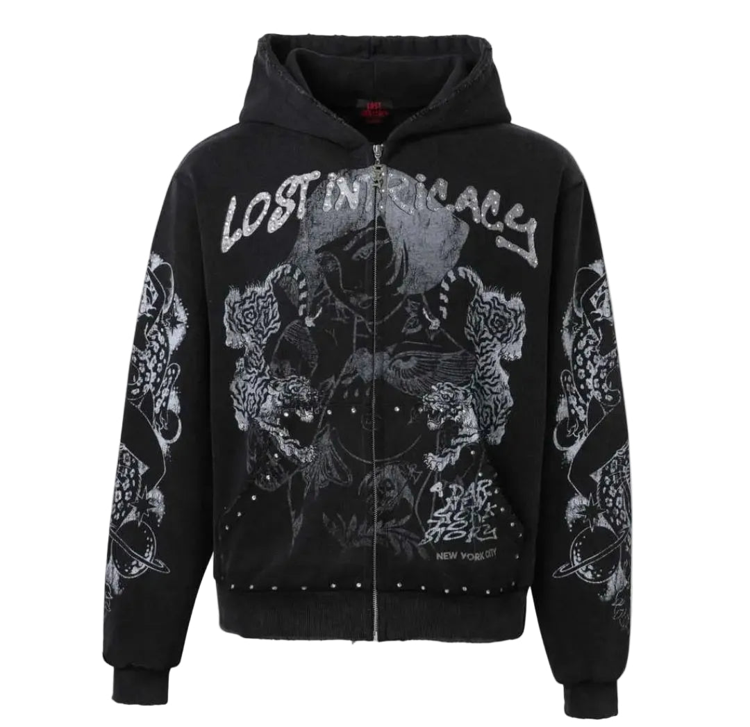 LOST INTRICACY LOST INTRICACY "EVIL WING" ZIP-UP HOODIE