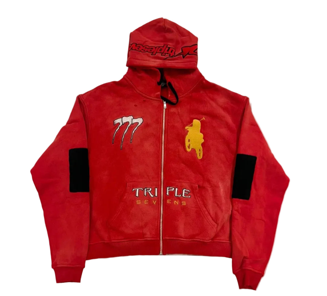 Triple Sevens Moto Hoodie (Red)