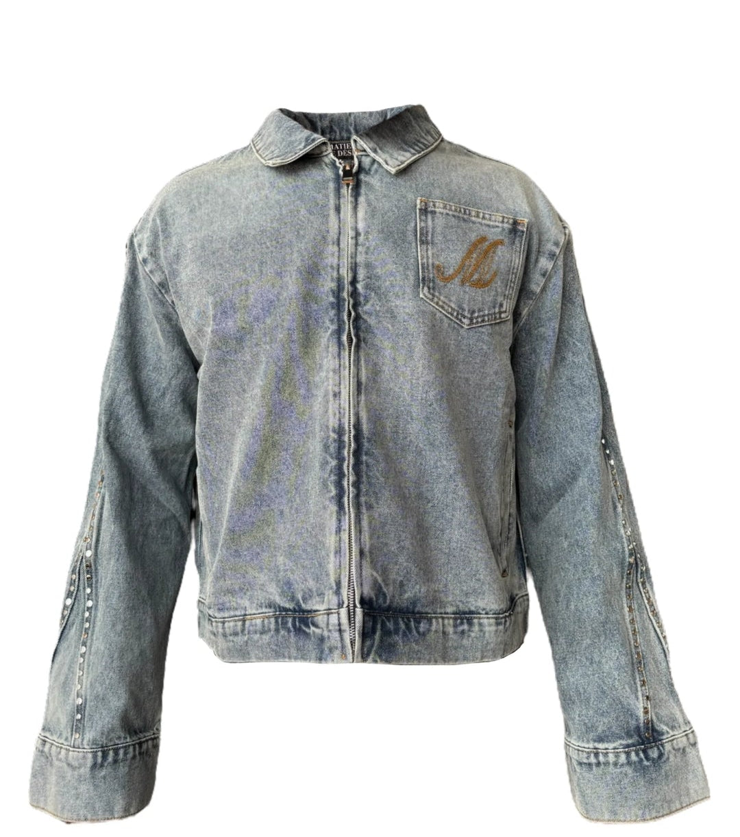 Matiere  Desirs STUDDED PLEATED DENIM