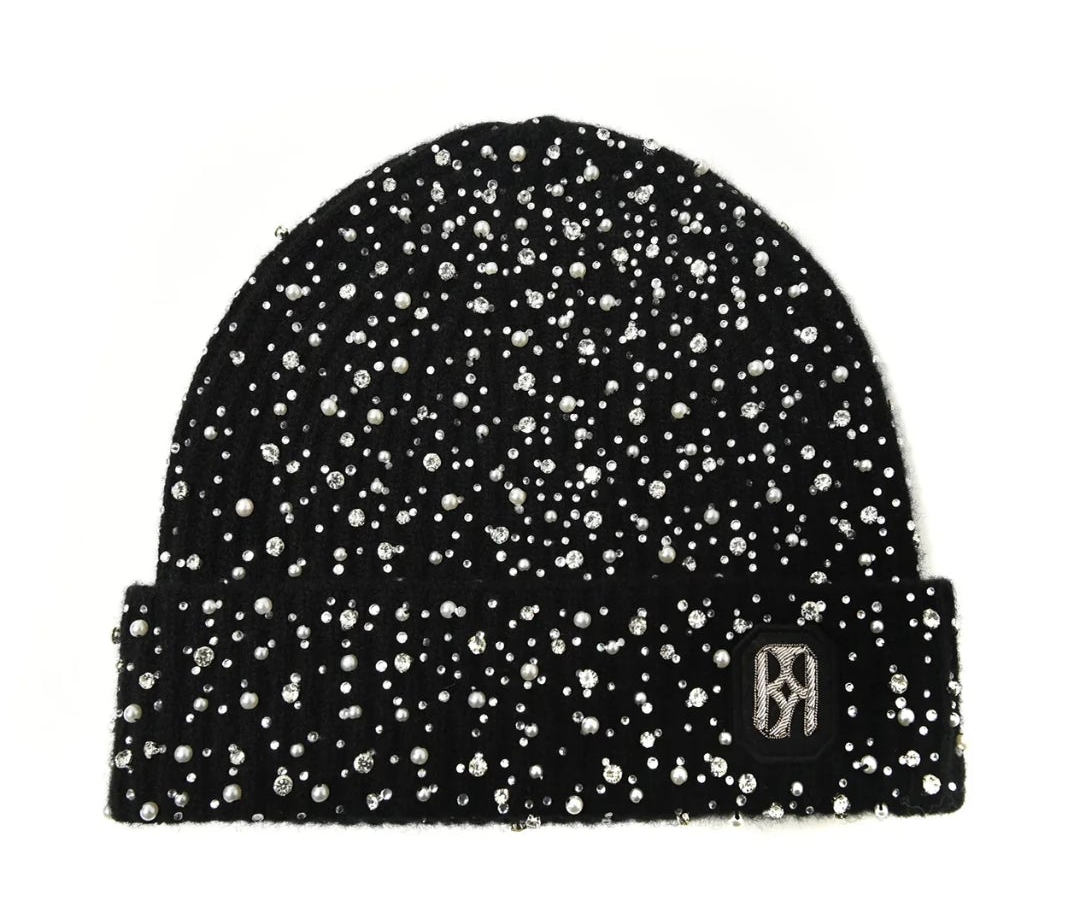 Birth of Royal Child Pearl Beanie Black